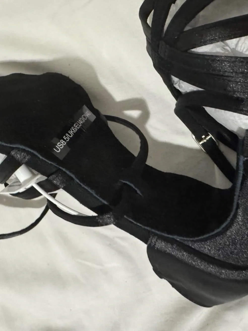 Black Strappy Low Kitten Heel Sandals